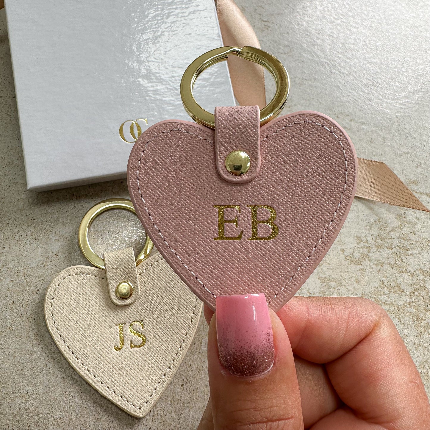 Leather Personalised Heart Keyring