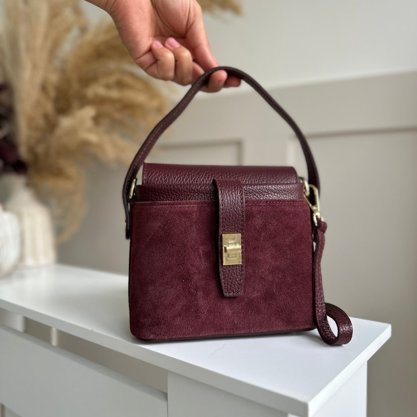 Fin Suede Personalised Leather Crossbody Bag