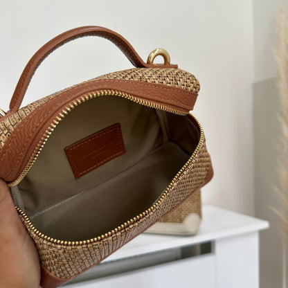 Raffia Top Handle mini Bag