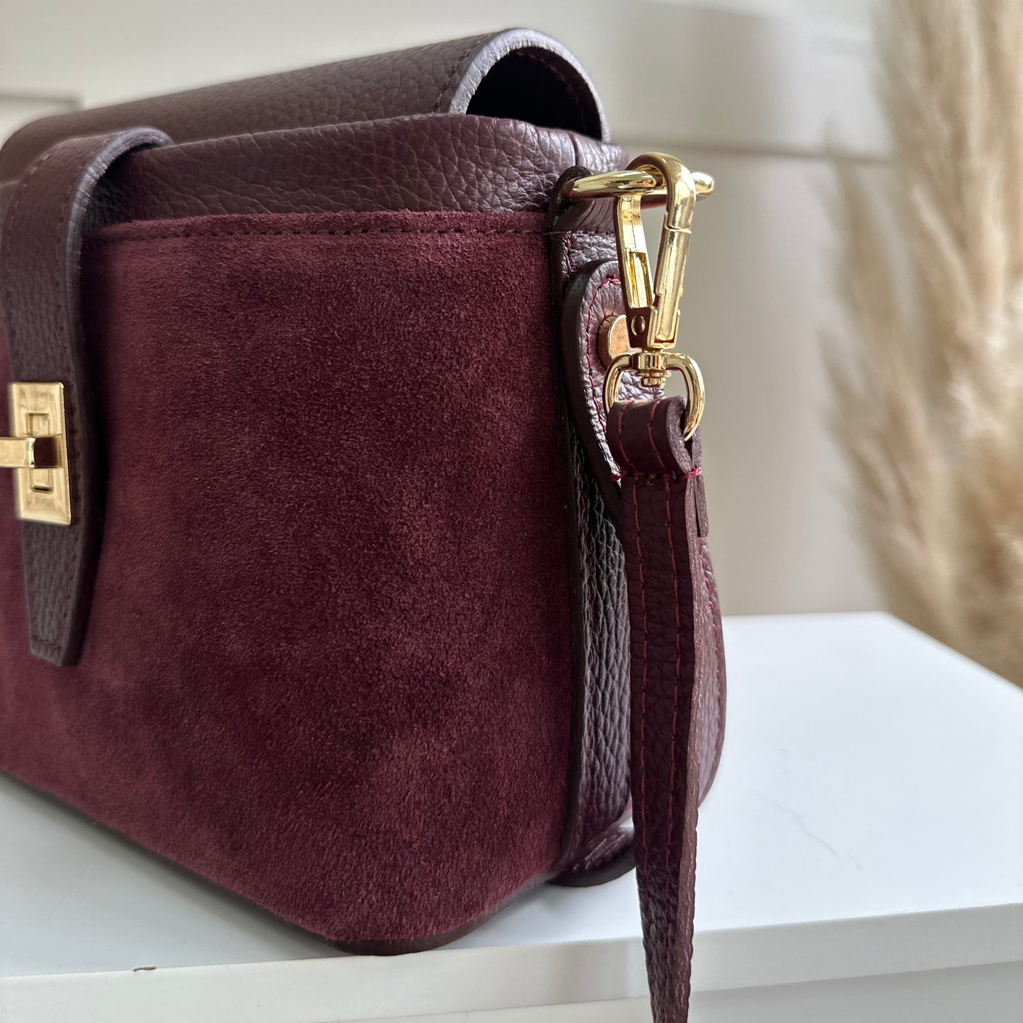 Fin Suede Personalised Leather Crossbody Bag