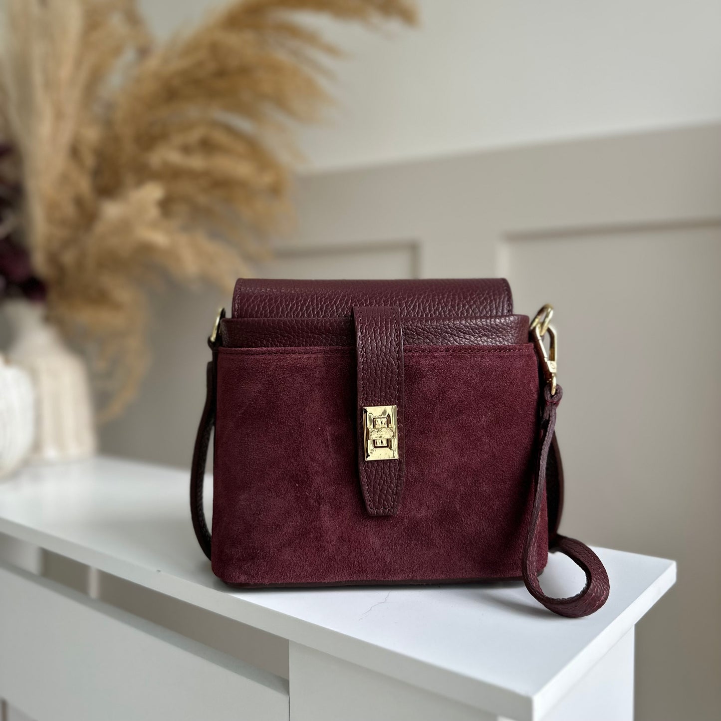 Fin Suede Personalised Leather Crossbody Bag