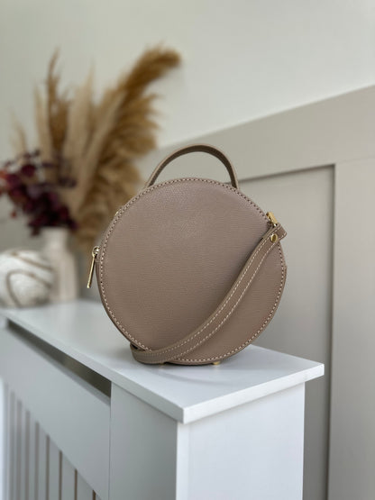 Aria Personalised Circle Leather Crossbody Bag