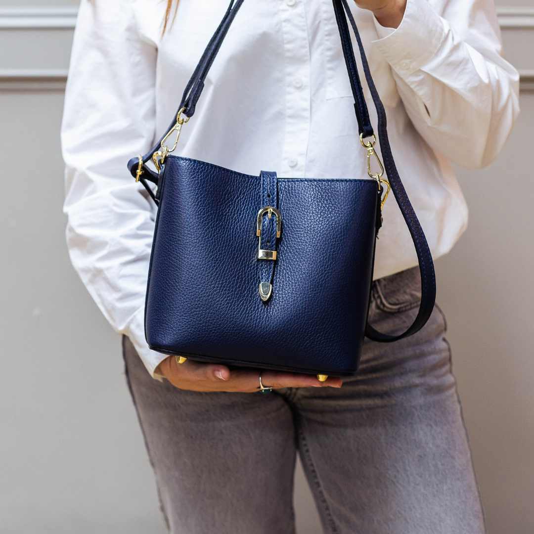 Derrin Leather Bucket Crossbody Bag