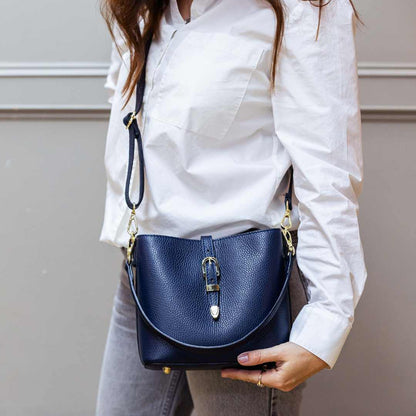 Derrin Leather Bucket Crossbody Bag