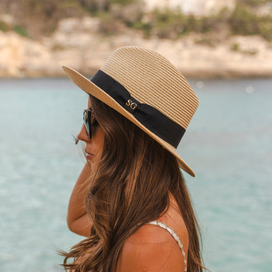 Personalised Summer  Straw Fedora Hat