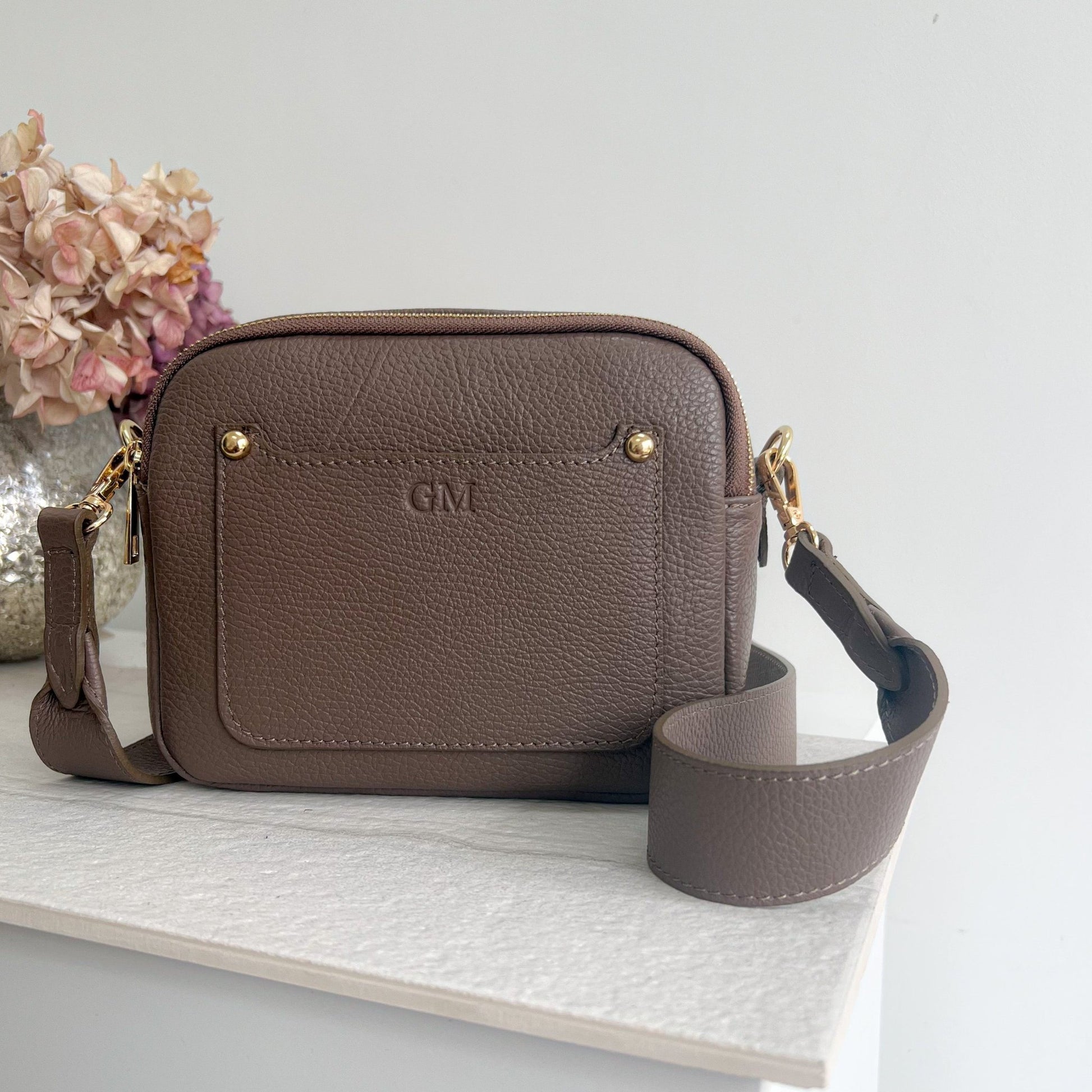 Elizabeth Leather Double Zip Crossbody Bag - OLIVIA AND GRAY LTD